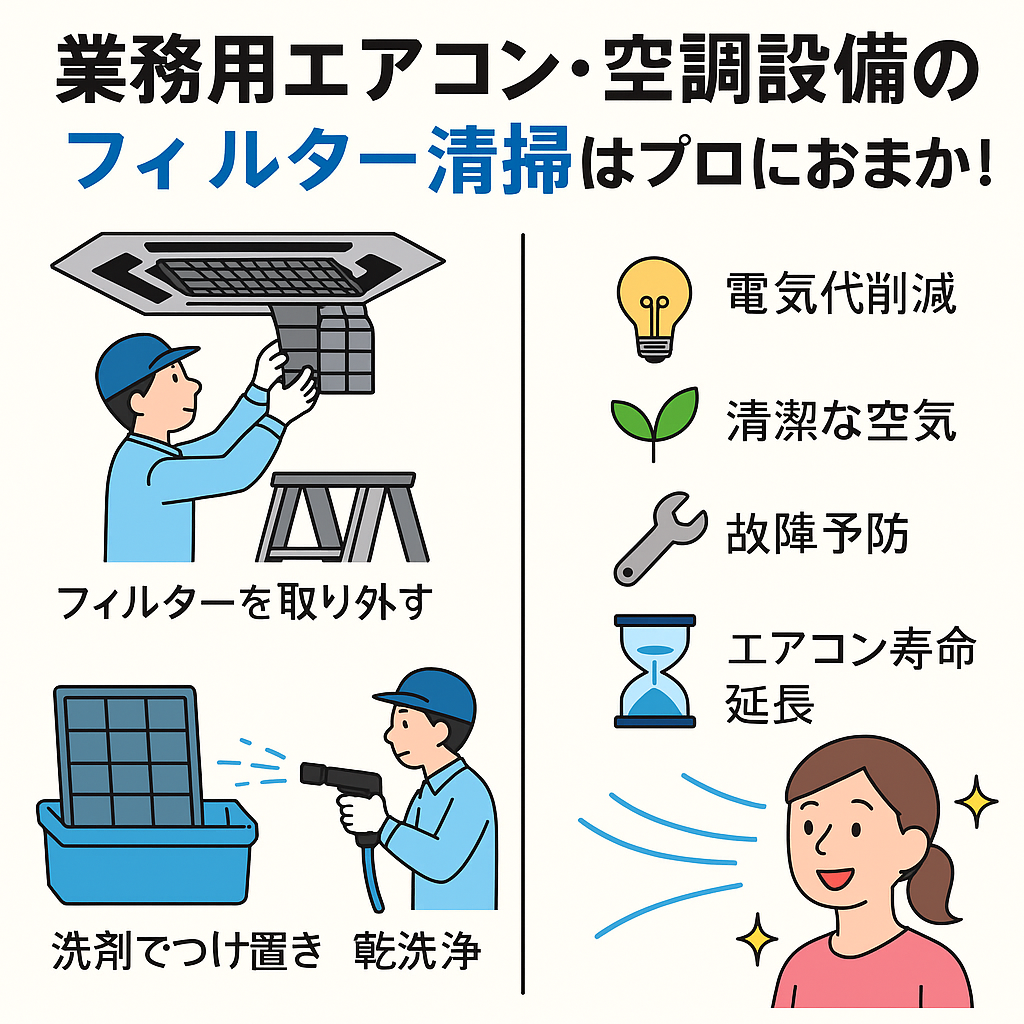業務用エアコン・空調設備のフィルター清掃はプロにおまかせ！